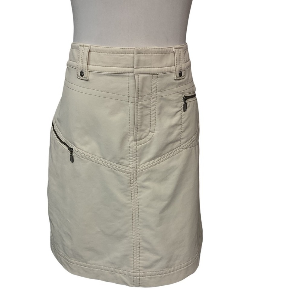 Athleta Women's Nylon‎ Athletic Exposed Zipper Pencil Skirt Ivory Cream  Size 12